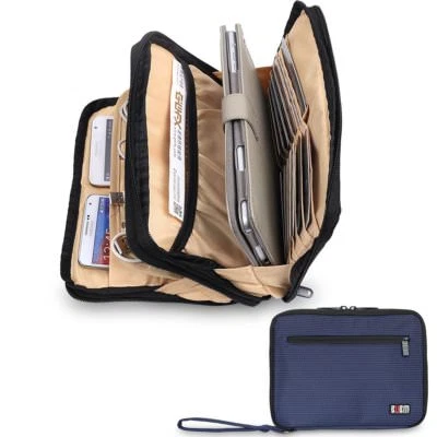 BUBM Double Layer Padded Travel Cable Organizer Electronic Case (Blue) - Image 1 of 4