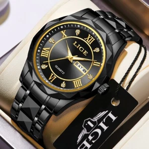 2024 Men Watch Quartz Luminous Date Stainless Steel Wristwatch Waterproof Gift - Picture 1 of 7