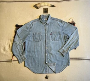Levi’s Work Shirt XL-2XL 51" Oversize Overshirt Vintage 2000's Blue Denim Y2K - Picture 1 of 21