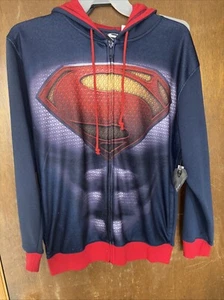 DC Comics durchgehender Reißverschluss modern Superman Logo Sweatshirt Etikett Small - Bild 1 von 5