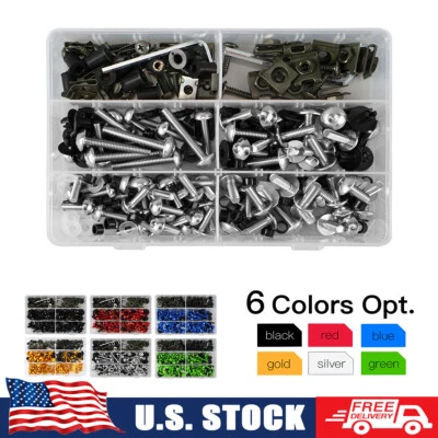 253×CNC Aluminum Motorcycle Windscreen Fairing Bolts Kit Fastener Clips Screws - Image 1 of 4