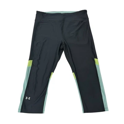 Under Armour Gray Blue Green Compression Capri Pull On Leggings Womens Large  - Image 1 of 4