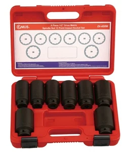 Genius Tools 8 Piece 1/2" Dr. Metric Spindle Nut Impact Socket set (12-Point)... - Picture 1 of 1