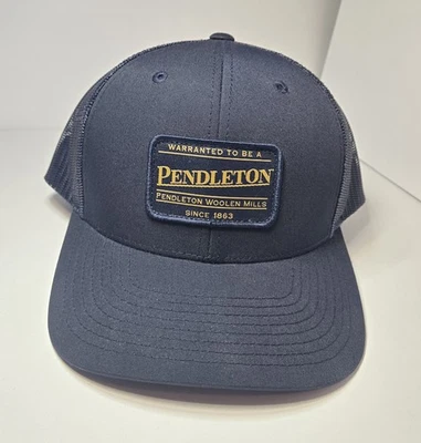 NUEVO Pendleton Woolen Mills Parche Malla Espalda Camionero Snapback Sombrero Azul Foto 1 de 4