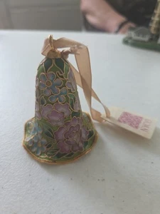Cloisonne Victorian Treasures Glocke Blumen Grün - Bild 1 von 3