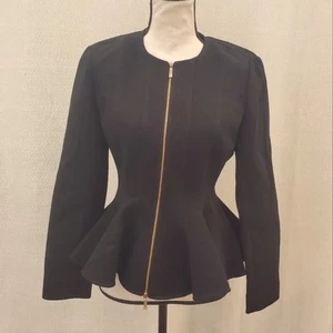 Lafayette 148 NY elegant black wool peplum jacket sz 2M NWT - Picture 1 of 5