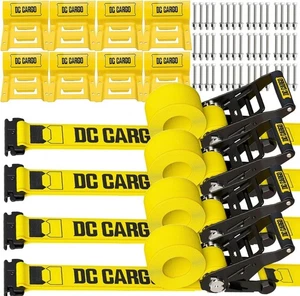DC Cargo Mall E Track Wheel Chock UTV Tie Down Straps Kit (4 Pack) 4,500lb Break - Imagen 1 de 6