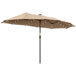 Outsunny Ombrellone da Giardino 4.5m con 48 LED a Energia Solare e Manovella - Afbeelding 1 van 10