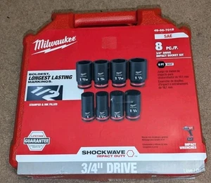 Milwaukee Tool 49-66-7018 8Pc Shockwave Impact Duty 3/4" Drive Sae Deep 6-Point - Picture 1 of 2