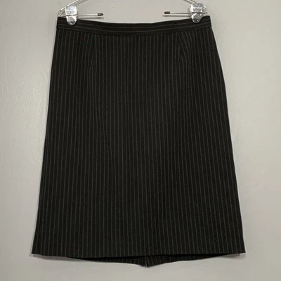 Vtg Briggs New York Size 12 Black Pinstripe Career Skirt Classic Office Siren - Image 1 of 4