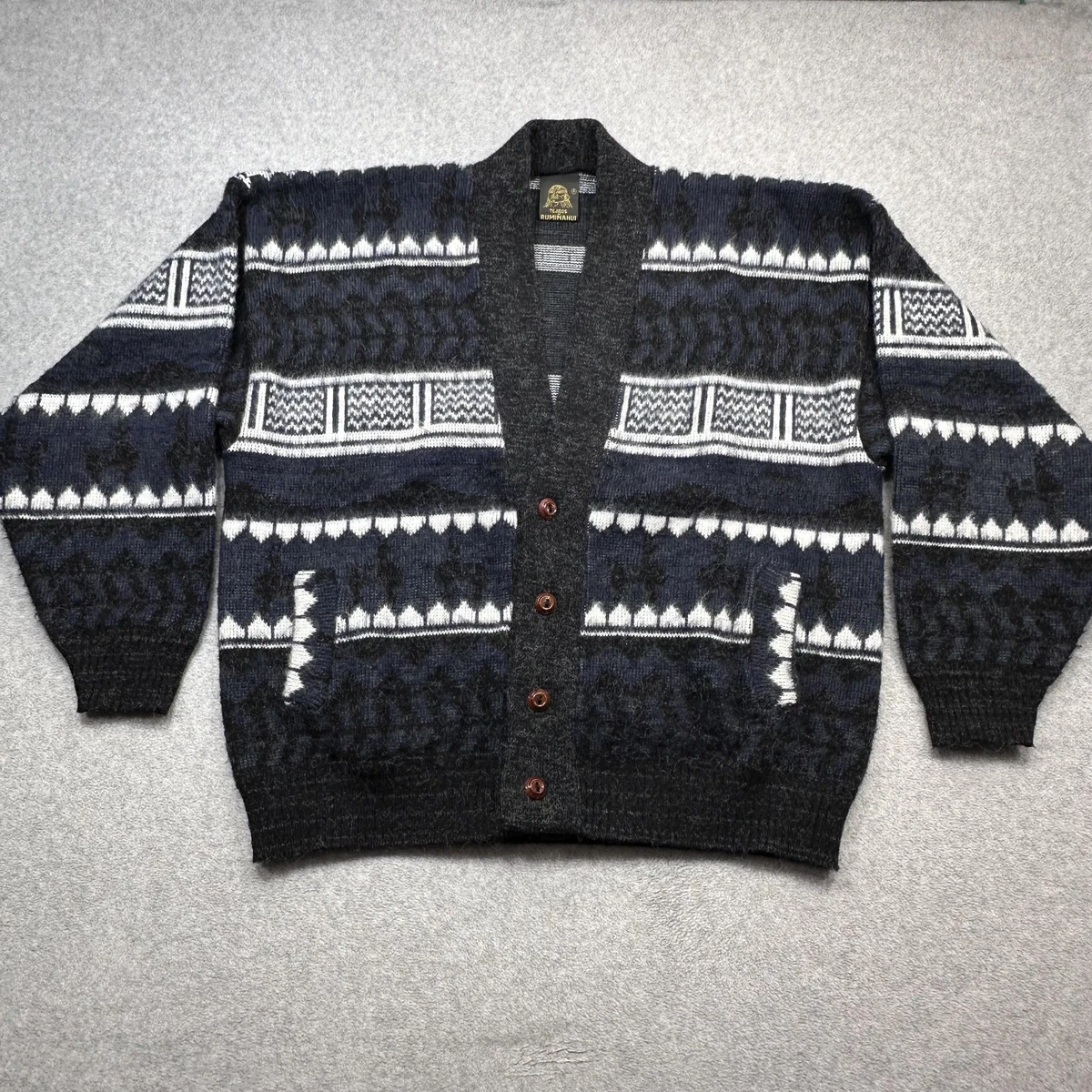 トップス 80s Ecuador knit Vintage Tejidos Ecuador Hand Knit Circle Pattern Heavy Wool