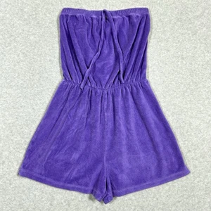 Vintage Frottee Strampler Damen kleine Shorts trägerlos lila Retro Strand Abdeckung - Bild 1 von 13