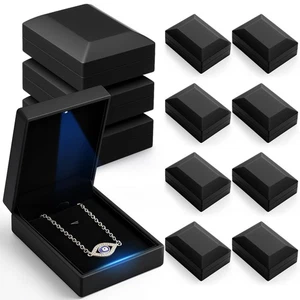 12 Piezas Joyeros Terciopelo Negro Luz LED Pantalla Anillo Collar Pulsera Ch... - Imagen 1 de 6