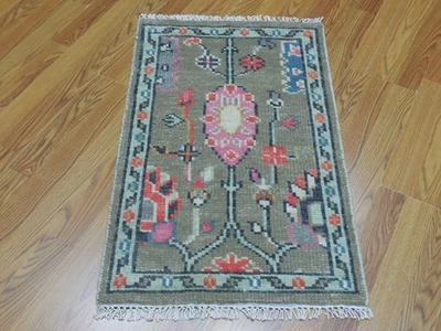 Alfombra turca Oushak, alfombra moderna multicolor, alfombra bohemia hecha a mano 2x3 pies Foto 1 de 4