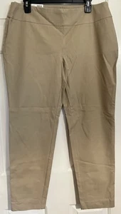 NWT Crown & Ivy Khaki Ashley Pull On Beige Pants 14 Petite 14P Regular Stretch - Picture 1 of 7