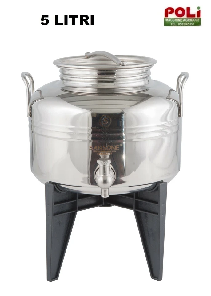 FUSTO CONTENITORE BIDONE OLIO SANSONE GIOIELLO ACCIAIO INOX 5 LT CON RUBINETTO - Immagine 1 di 1
