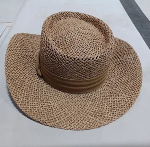 Vintage Jacobson Panama Oval Straw Top Hat Tan One Size - Picture 1 of 6