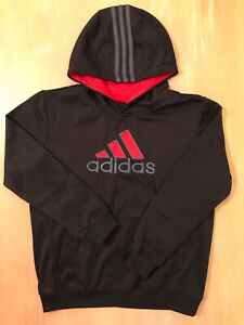 Adidas Boys Hoodie Pullover Long Sleeve Black Size 14-16