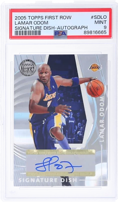 2005 Topps First Row Lamar Odom Auto Dish #LO /100 PSA 9 - Image 1 of 2