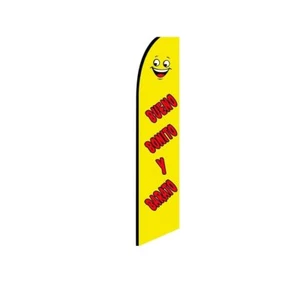 Bueno Bonito Y Barato Yellow Swooper Flutter Feather Flag | 3ft W x 11.5ft Tall - Picture 1 of 3