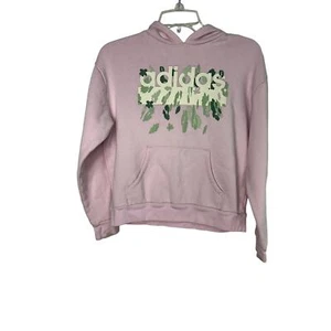 Adidas Girls Pink Hoodie with graphic design on front  - Picture 1 of 10
