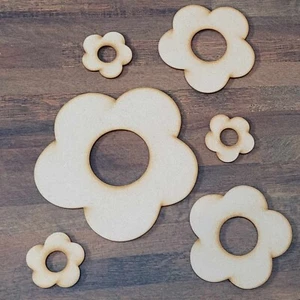 Wooden Large Flower Craft Shape 10-60cm MDF Embellishment Floral 08 Decoration - Picture 1 of 12
