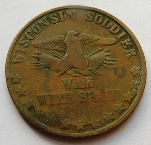 1898 Wisconsin Soldier War With Spain Medal Coin, Spanish American War - Picture 1 of 2
