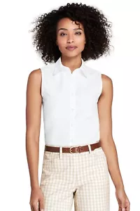 Camisa alta para mujer Lands'End sin mangas sin hierro blanca alta 18 artículos #485083 J - Imagen 1 de 4