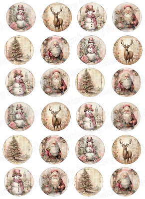 Vintage Nostalgie Weihnachten eßbar Tortenbild Deko Muffin Aufleger Kekse backen - Bild 1 von 4