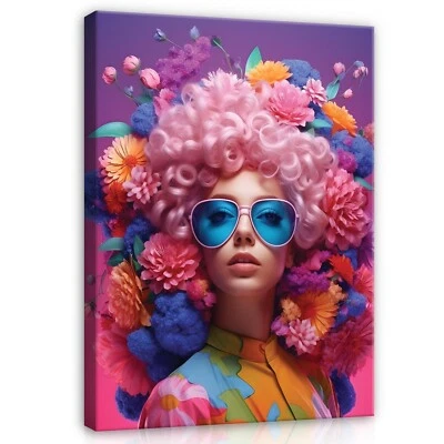 Leinwand Bilder Frau Gesicht Blumen XXL Leinwandbild Wandbilder Canvas Wandbild - Bild 1 von 4