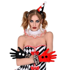 Clown Kostümset Joker Harlekin Verkleidung mit Minihut Kragen Handschuhe - Bild 1 von 3
