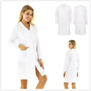 Women/Men Long Sleeve Scrubs Lab Coat hospital Medical Nurse Doctor Uniform Coat - Picture 1 of 27
