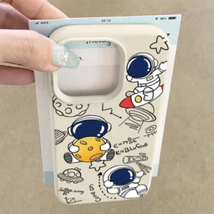 For iPhone 16 15 Pro Max 14 13 12 11 Silicone TPU Cute Astronaut Soft Case Cover - Picture 1 of 17