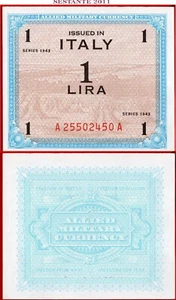 ITALIA 1 LIRA MONEDA MILITAR ALIADA 1943 P M10b UNC envío gratuito desde 100$ - Imagen 1 de 3
