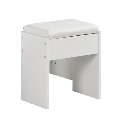 Modern Dressing Table Stool Makeup Bench Soft Padded Cushion Piano Seat White - Image 1 of 4