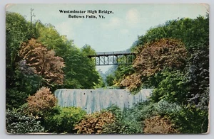 Westminster High Bridge Wasserfälle Blasebalgfälle VT Vermont Vintage Postkarte - Bild 1 von 2