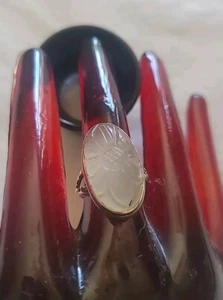 Sterling Silver Carved Quartz Ring Size 6 - Picture 1 of 9