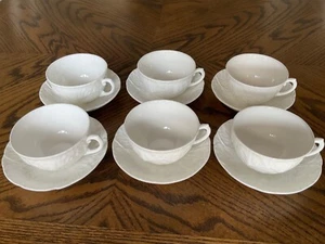 Wedgwood Countryware 6 White Bone China Cup & Saucer Sets - Afbeelding 1 van 22