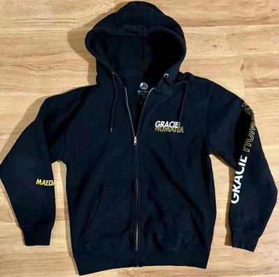 Sudadera con Capucha Gracie Humaita Jiu Jitsu Maeda Para Hombre Mediana Negra BJJ Cremallera Completa Foto 1 de 4