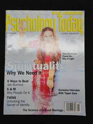 1999 OCTOBER PSYCHOLOGY TODAY MAGAZINE - MADONNA FRONT COVER Ray Of Light Era Foto 1 de 4