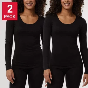 32 Degrees Heat Damen 2er Pack Langarmshirt mit Rundhalsausschnitt, schwarz/schwarz, S - Bild 1 von 3