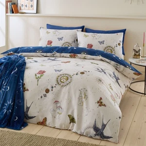 Pineapple Elephant Astrology Duvet Cover Bedding Set Or Throw Cream/Navy - Picture 1 of 44