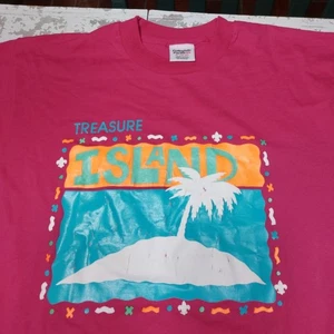 Vintage Treasure Island T-Shirt Gr. XL 90er Collegiate Pacific CP Burgundy Tee - Bild 1 von 6