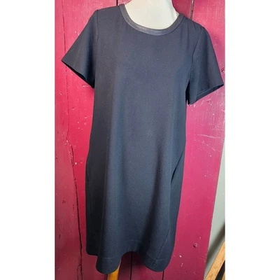 Vestido para mujer Madewell negro de manga corta con cuello de cuero talla L Foto 1 de 4