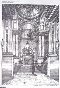 1905 : WALSALL MUNICIPAL BUILDINGS, GRAND STAIRCASE. J. S. GIBSON, ARCHITECT. AN - Imagen 1 de 1