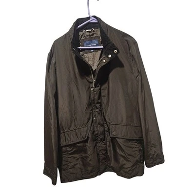 Cole Haan мужской черный стойка воротник дождевик пальто парка кнопка и молнии Sz M  - Изображение 1 из 4