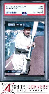 2021 TOPPS STADIUM CLUB #32 BABE RUTH HOF BIG BAT POP 3 PSA 9 - Image 1 of 3