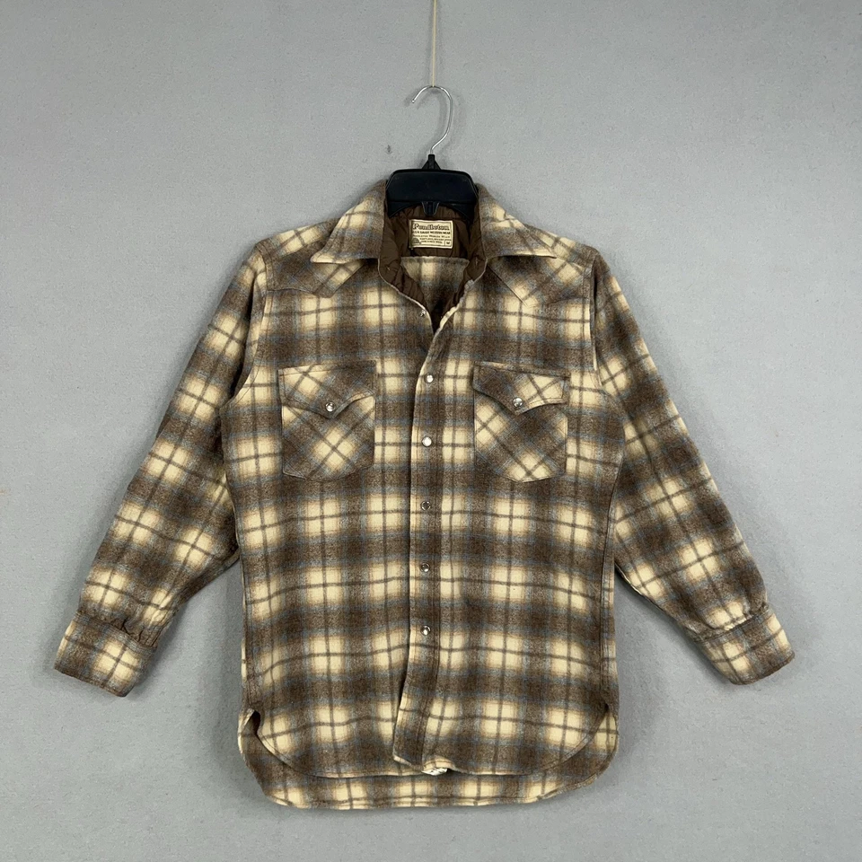 Camisa Pendleton De Colección Para Hombres Mediana Lana Franela Perla A Presión Alto Grado Occidental Foto 1 de 4