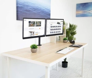 Mount-It! Dual Monitor Stand - Black 19 21.5 24 27 32 Inches | VESA 75 100 - Picture 1 of 8