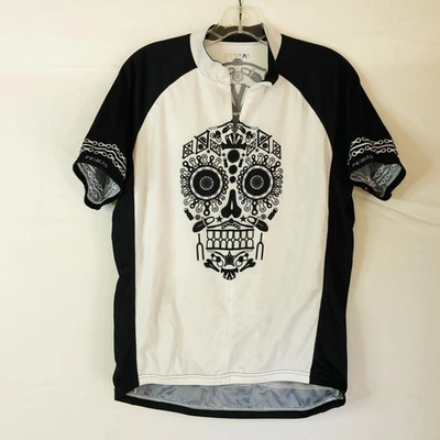 Camisa de ciclismo Primal para hombre grande negra blanca azúcar calavera bicicleta jersey poliéster Foto 1 de 4